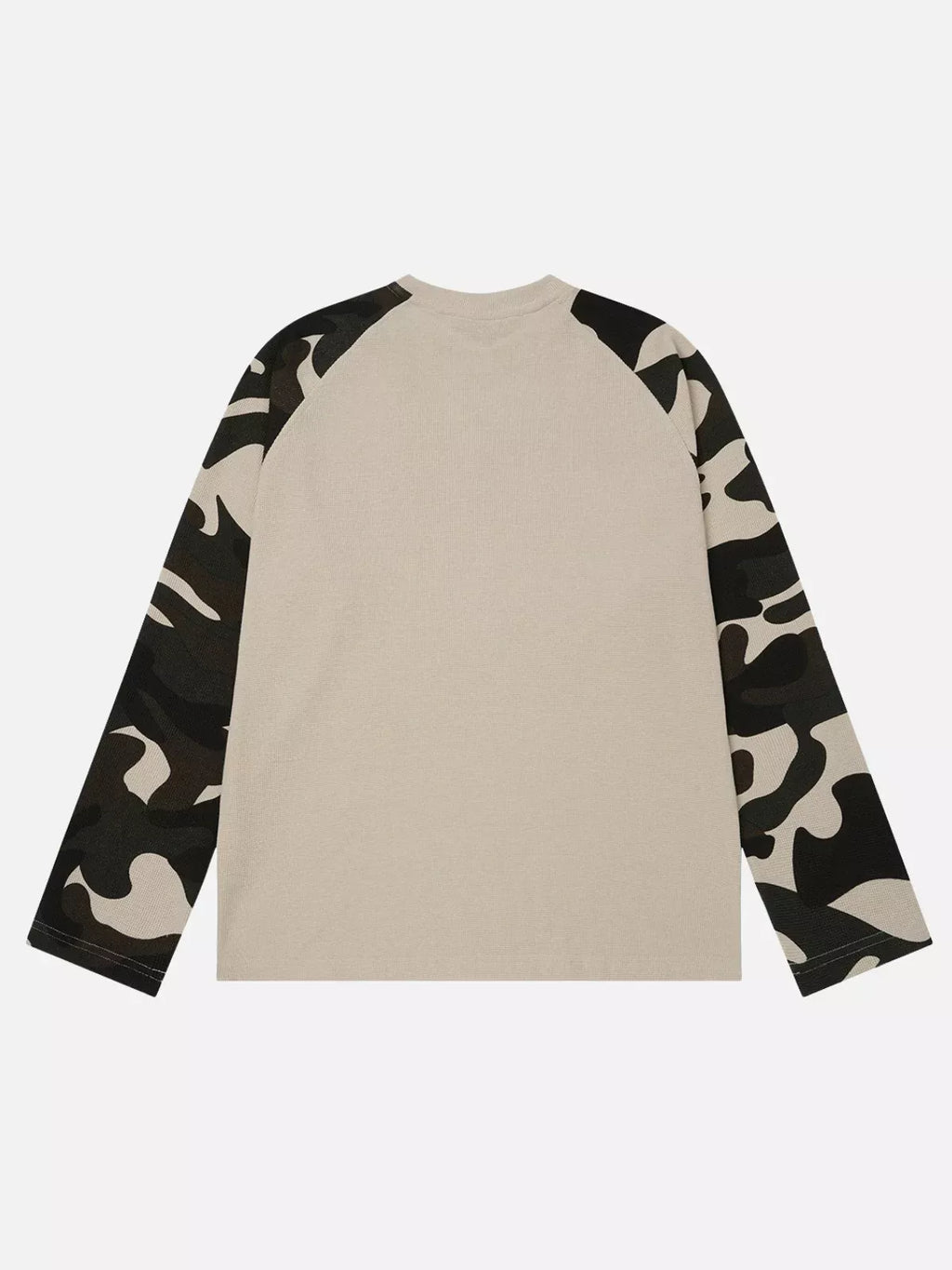 Camo Spliced Graphic Waffle Long Sleeve Tee
