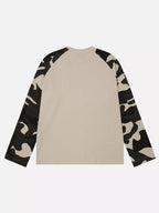 Camo Spliced Graphic Waffle Long Sleeve Tee