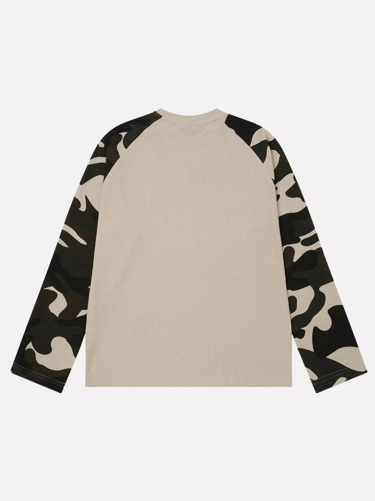 Camo Spliced Graphic Waffle Long Sleeve Tee