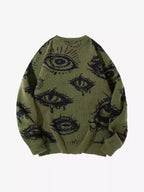 Graphic Eye Relaxed Knit Pullover