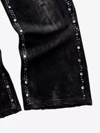 Rhinestone Distressed Sweatpants