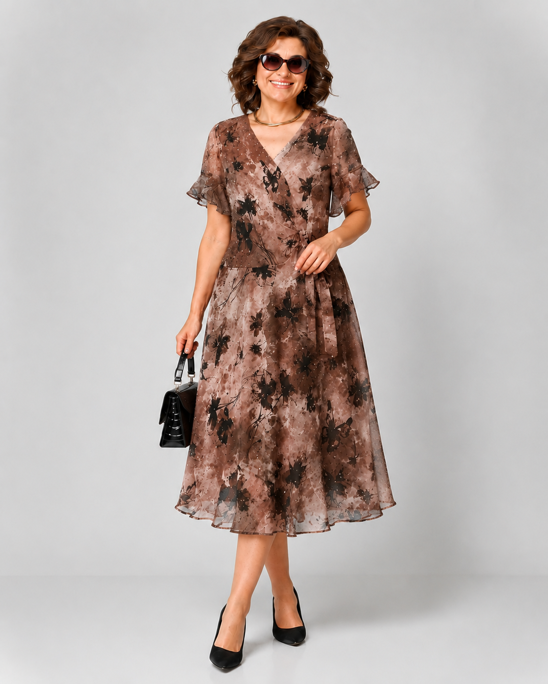 Floral Chiffon Midi Dress