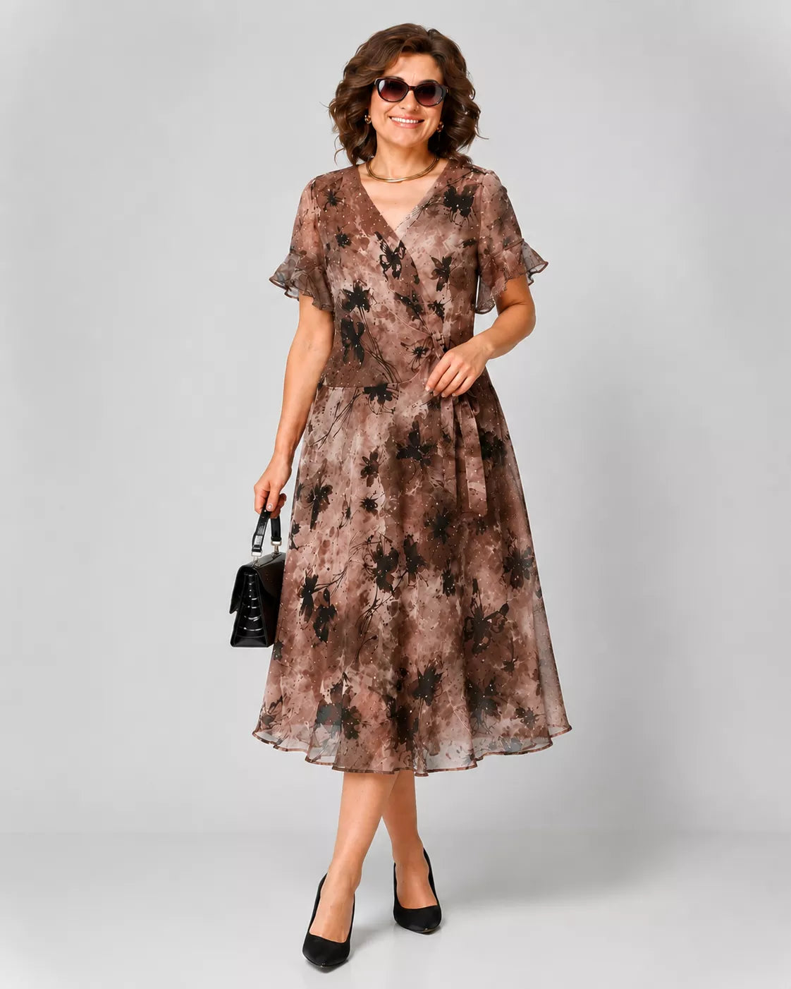 Floral Chiffon Midi Dress