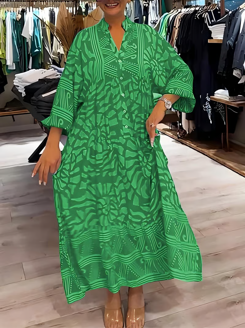 Women's V-neck Printed Loose Dress(Almost Sold Out!)