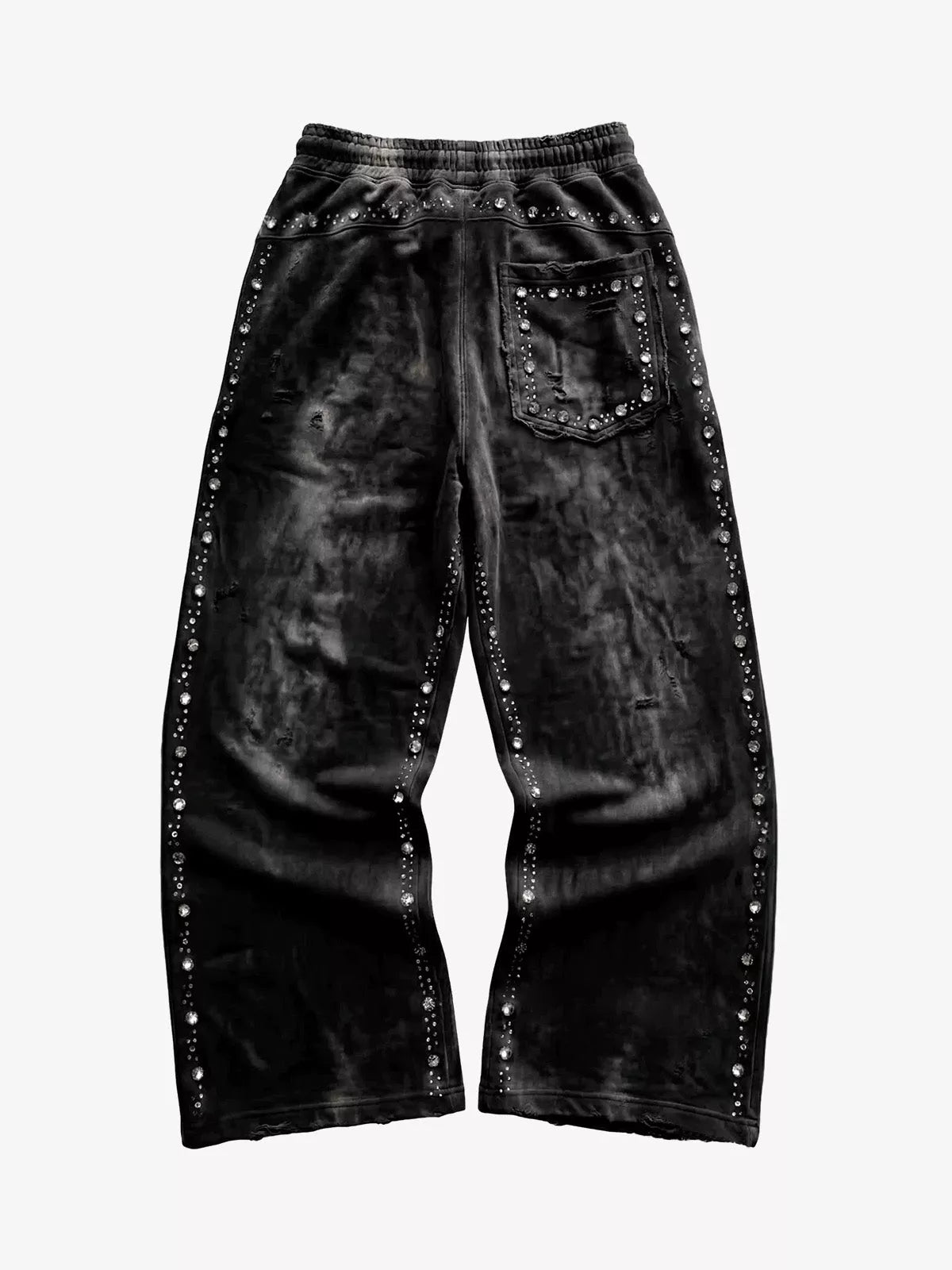 Rhinestone Distressed Sweatpants