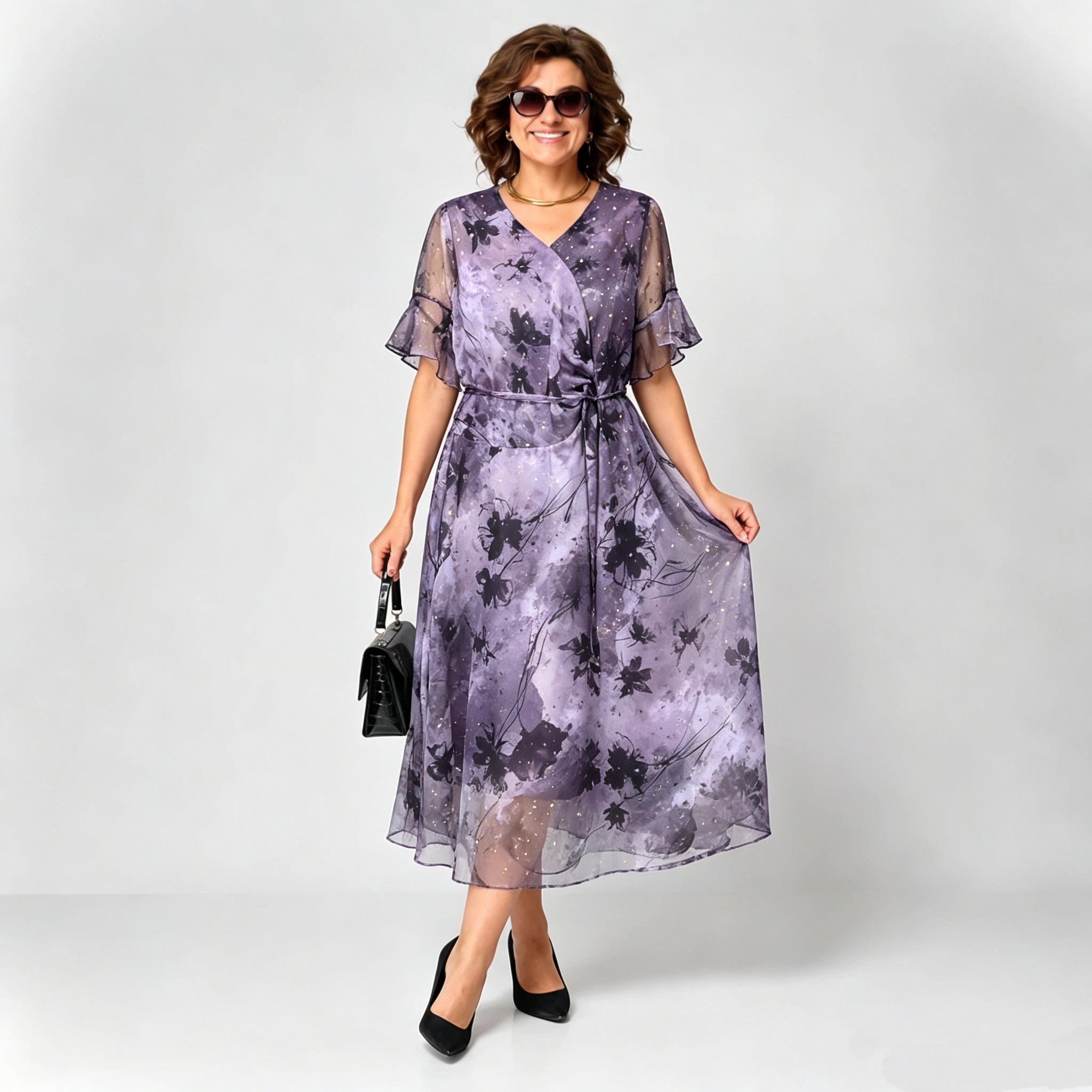 Floral Chiffon Midi Dress