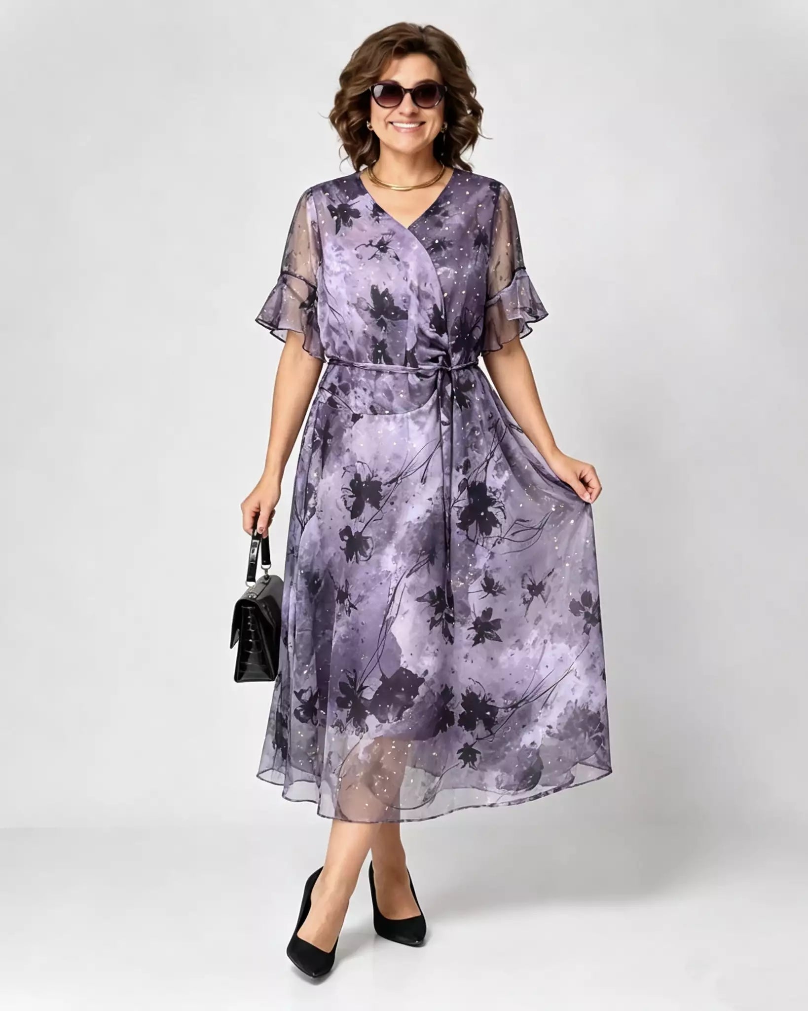 Floral Chiffon Midi Dress