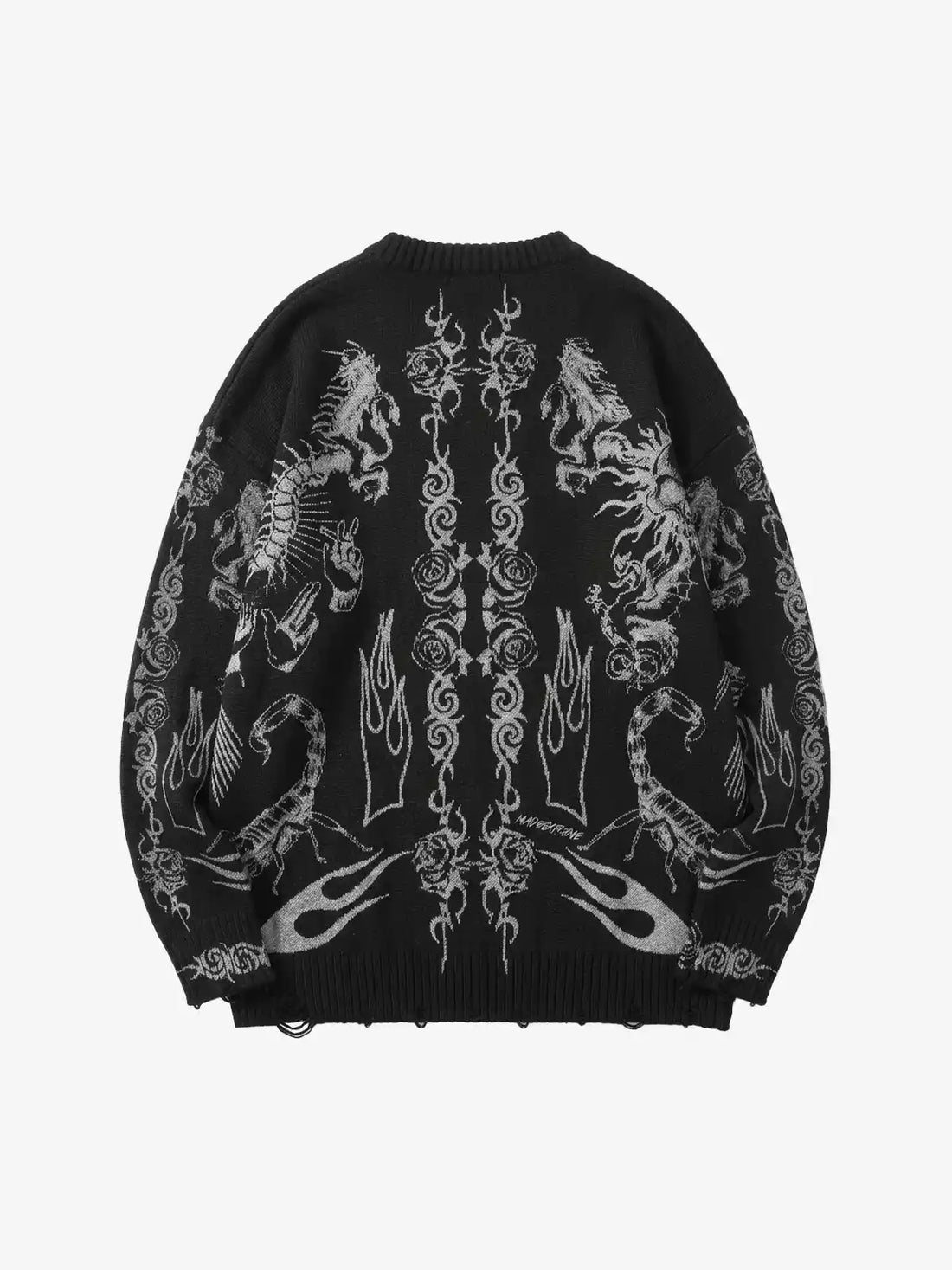 Dark Flame Skull Graphic Crewneck Sweater