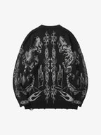 Dark Flame Skull Graphic Crewneck Sweater