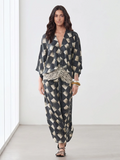 Casual Abstract Plaid Print Kimono Sleeve Maxi Dress