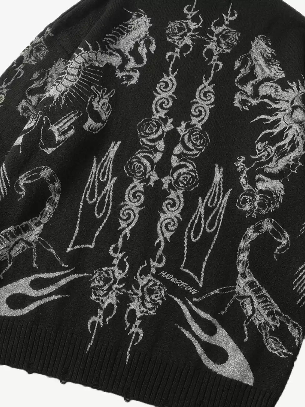 Dark Flame Skull Graphic Crewneck Sweater