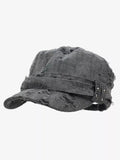 Distressed Stud Detail Cotton Flat Top Cap