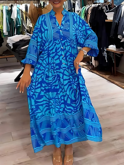 Women's V-neck Printed Loose Dress(Almost Sold Out!)