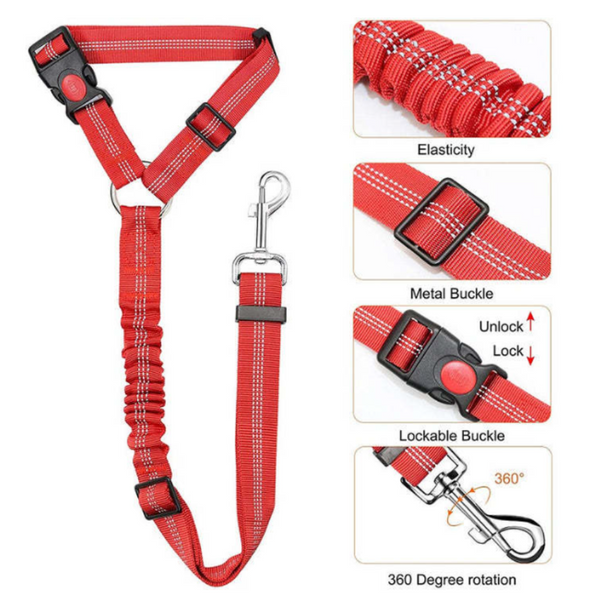 Adjustable Dog Car Safety Seat Belt & Leash