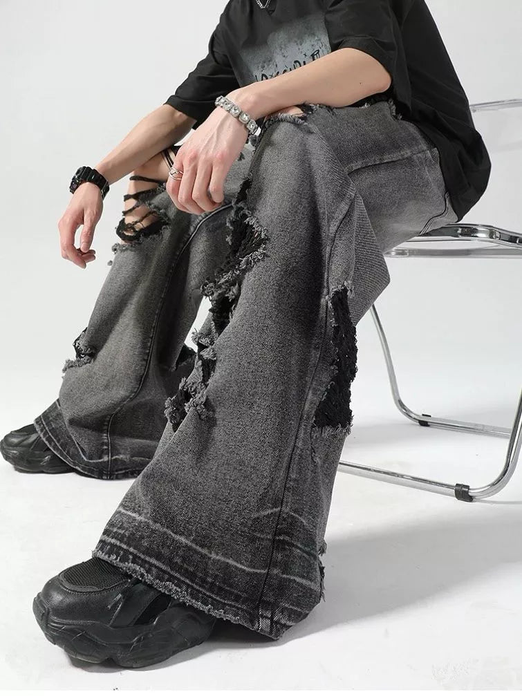 Niceprimes Ripped industrial denim jeans