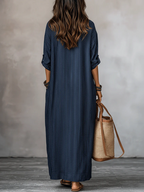 Nomadic Indigo Loose-Fit Maxi Dress