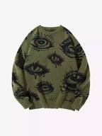 Graphic Eye Relaxed Knit Pullover