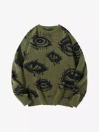 Graphic Eye Relaxed Knit Pullover