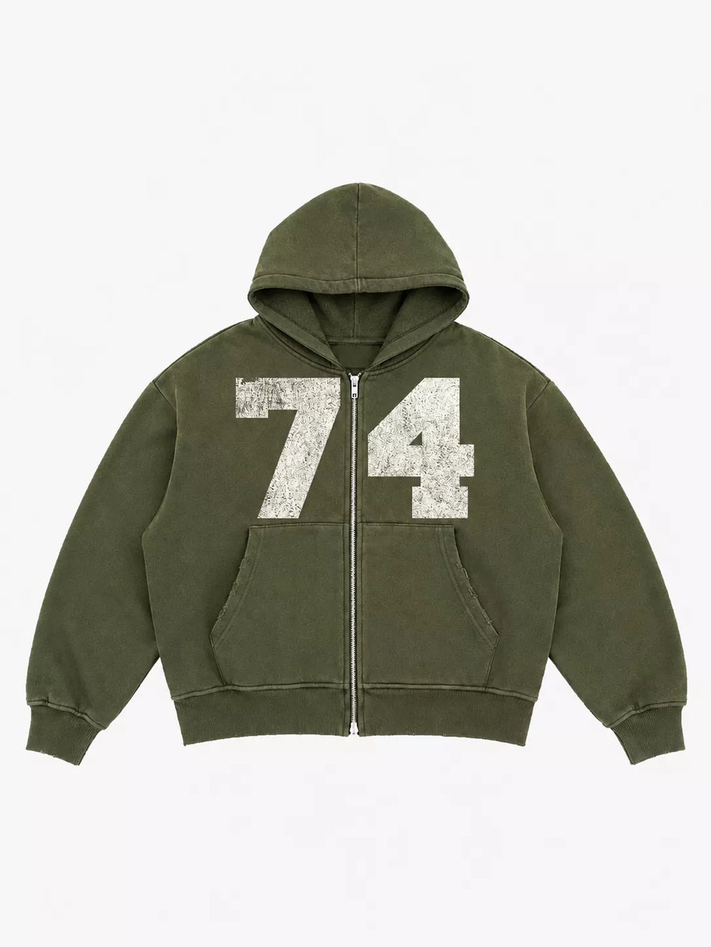 Washed 74 Number Graphic Streetwear Tracksuit Set