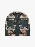 Reversible Studded Cross Beanie