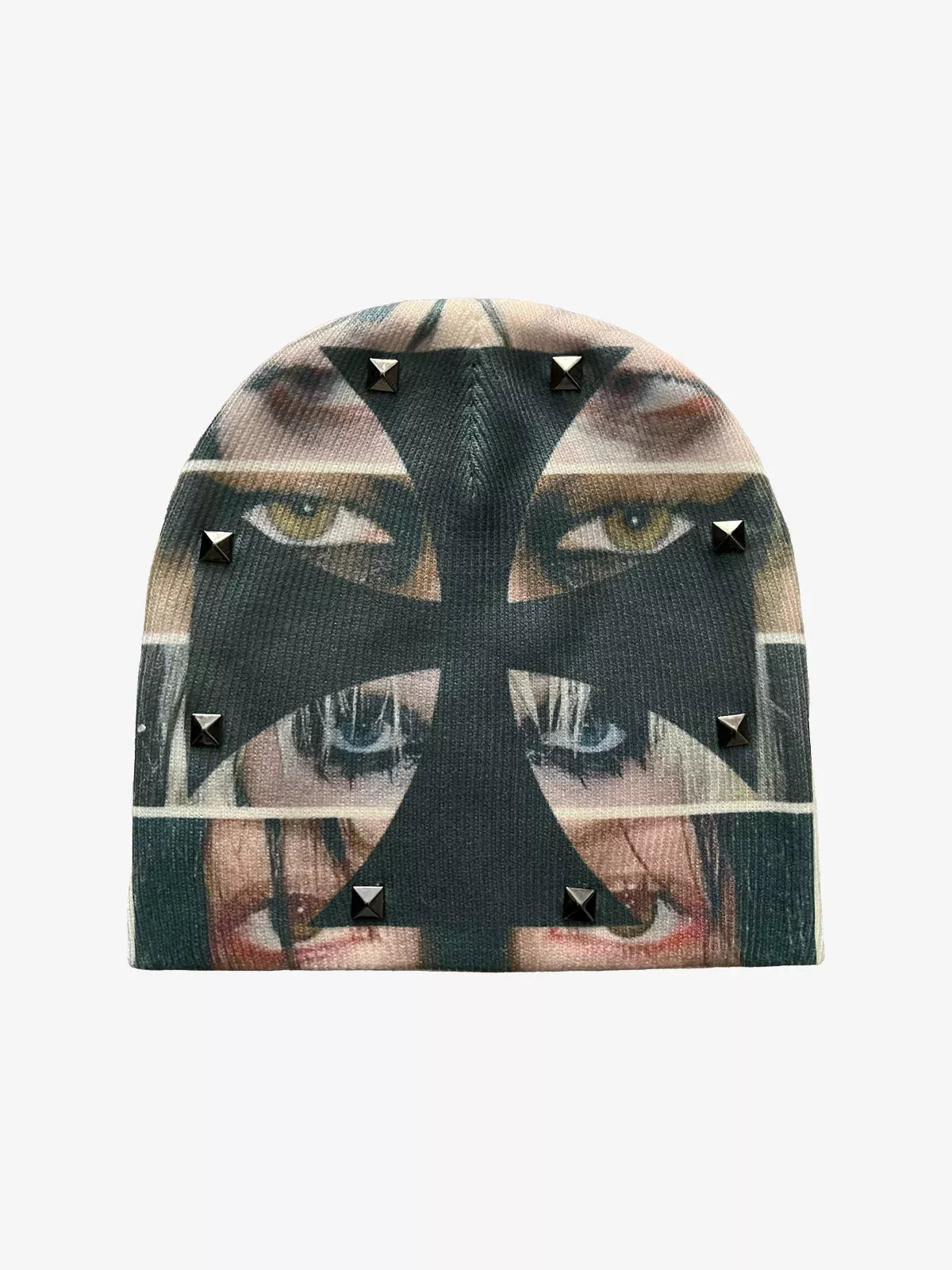 Reversible Studded Cross Beanie