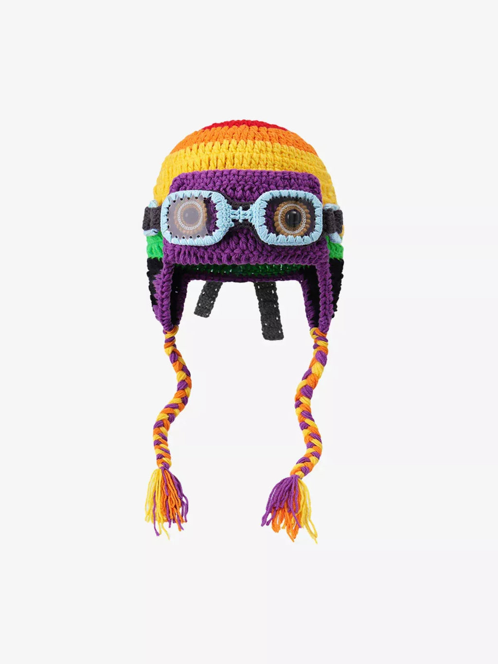 Colorblock Crochet Goggles Trapper Hat