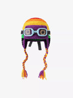 Colorblock Crochet Goggles Trapper Hat
