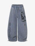 Graphic Washed Curved-Leg Sweatpants