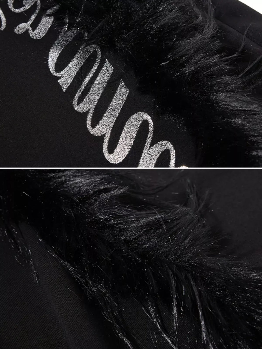 Faux Fur Trim Wide-Leg Streetwear Pants