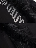 Faux Fur Trim Wide-Leg Streetwear Pants