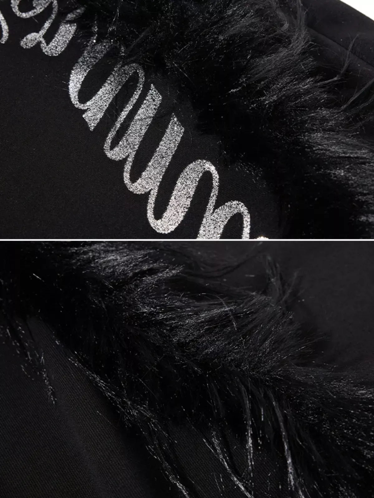 Faux Fur Trim Wide-Leg Streetwear Pants