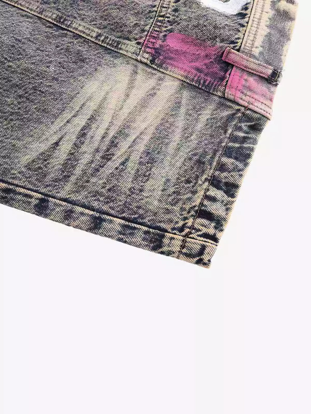 Hand-Painted Distressed Curved-Seam Jeans