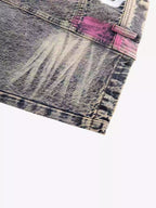 Hand-Painted Distressed Curved-Seam Jeans