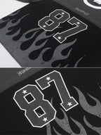 87 Flame Graphic Waffle Knit Long Sleeve Tee
