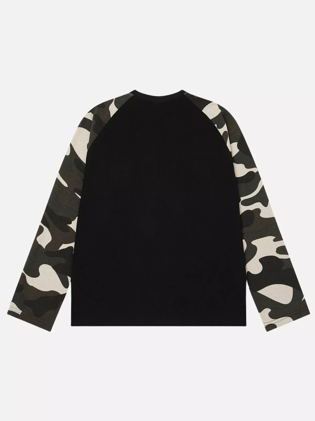 Camo Spliced Graphic Waffle Long Sleeve Tee