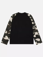 Camo Spliced Graphic Waffle Long Sleeve Tee