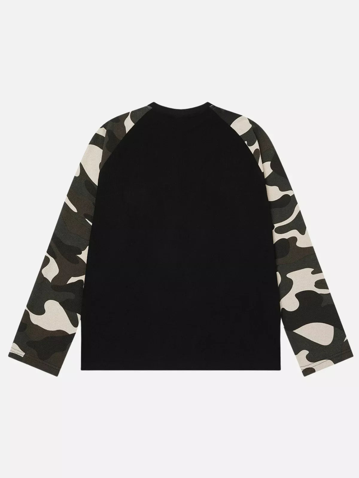Camo Spliced Graphic Waffle Long Sleeve Tee