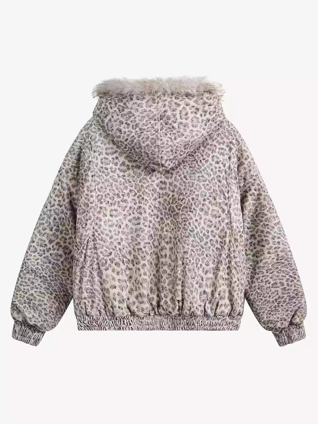 Cheetah Print Faux Fur Hooded Jacket