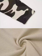 Camo Spliced Graphic Waffle Long Sleeve Tee