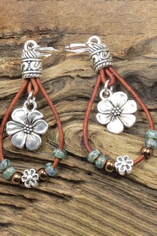 Boho Floral Pattern Beaded Earrings