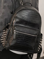 Rivet Crocodile-Print Backpack