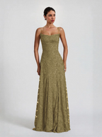 Elegant Floral Lace Spaghetti Strap Maxi Dress