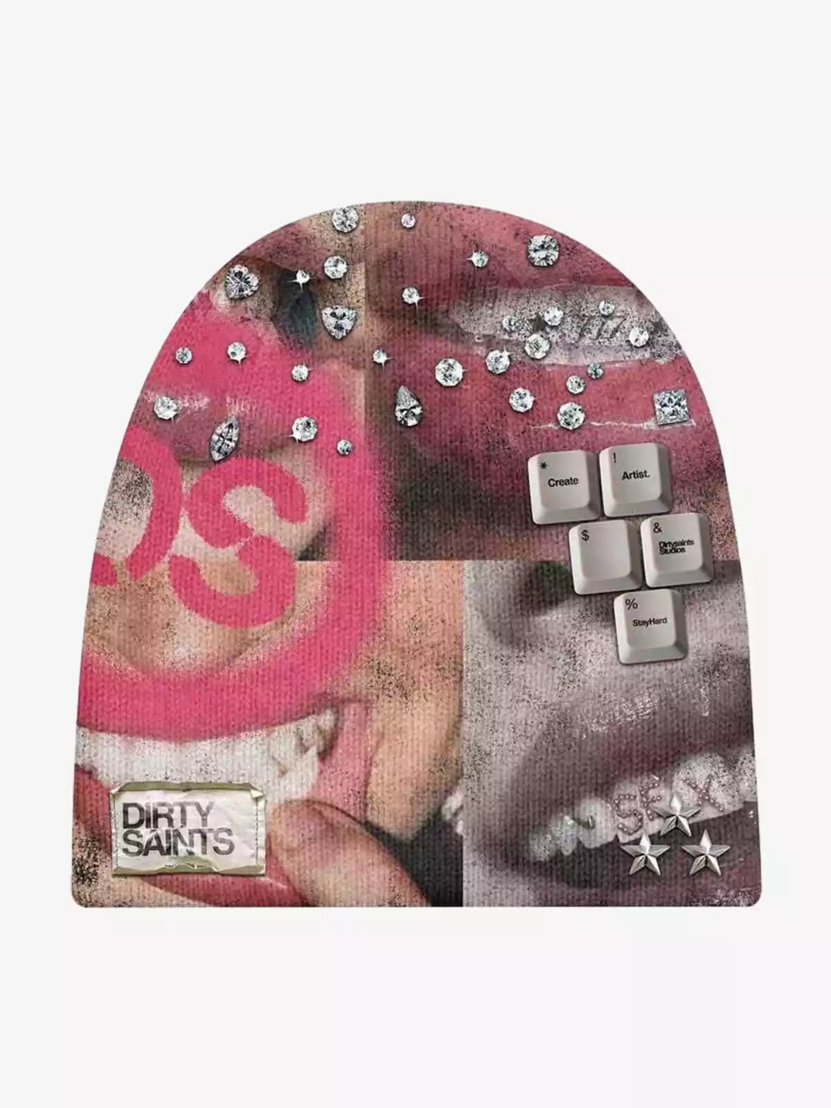Patchwork Graphic Knit Beanie