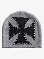 Camouflage Cross Studded Dome Knit Hat