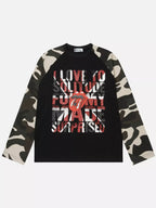 Waffle Knit Camo Graphic Long Sleeve Tee