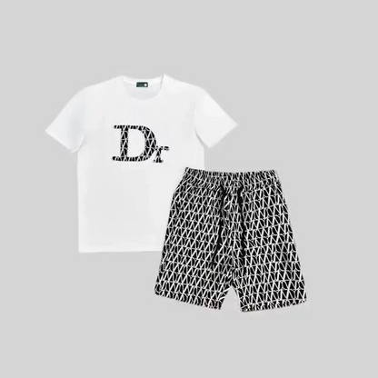 Men's casual wear set embroidered bear pattern