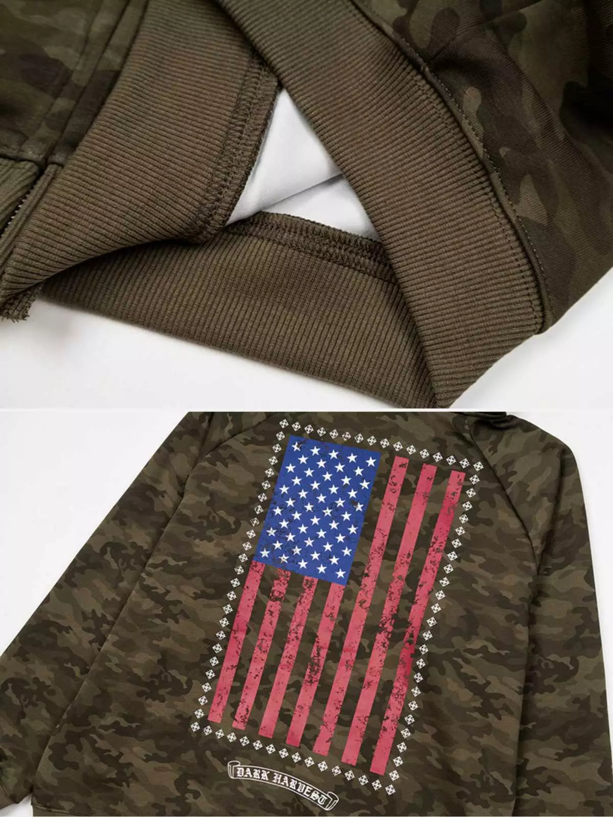 Camo Gothic Graphic Zip-Up Hoodie