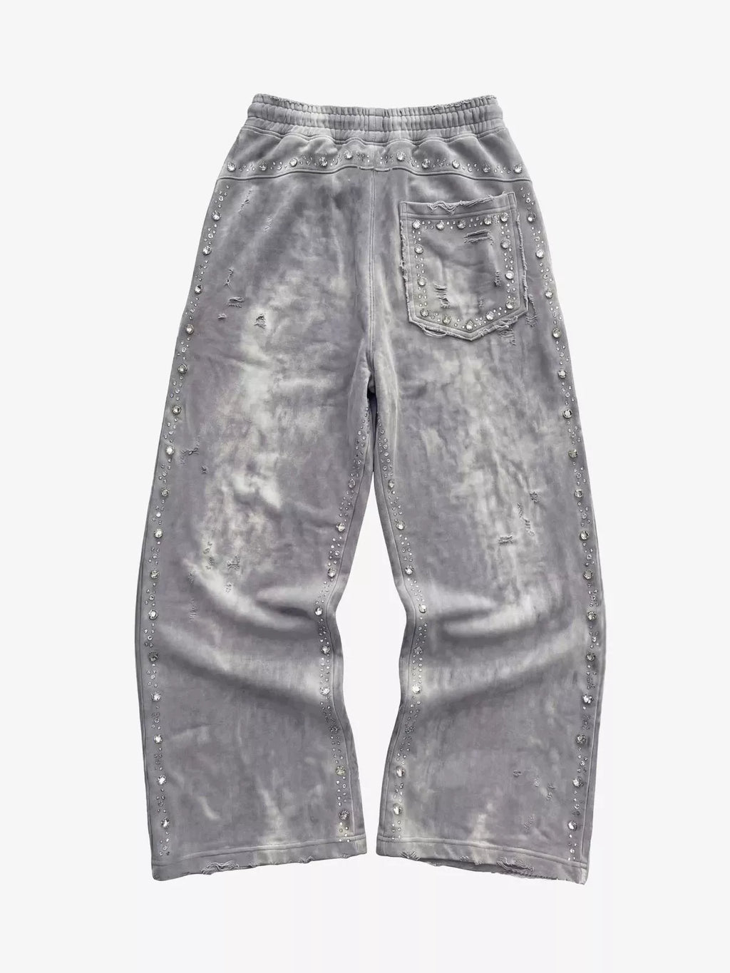 Rhinestone Distressed Sweatpants