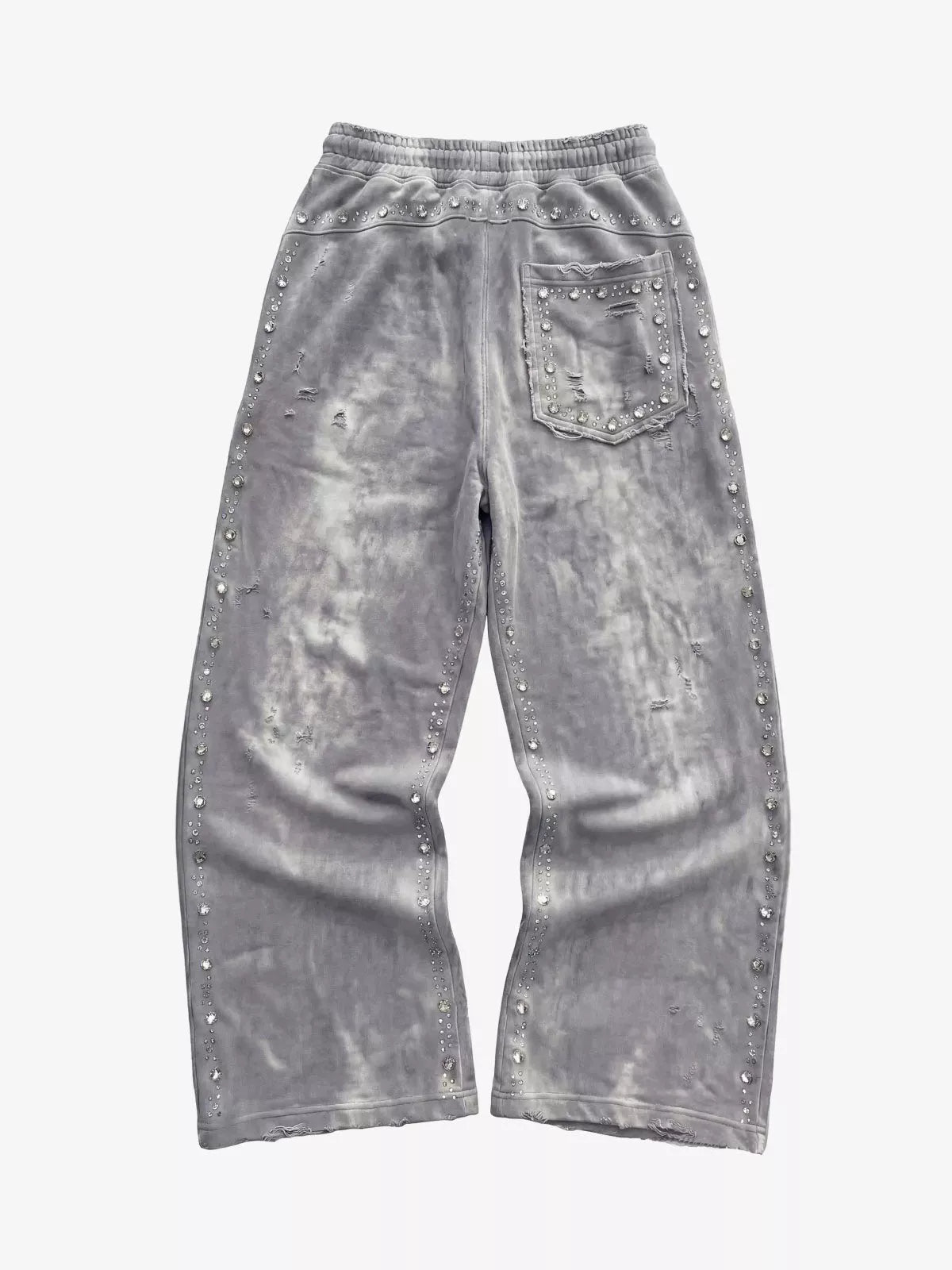 Rhinestone Distressed Sweatpants