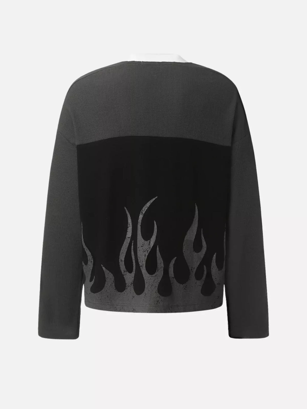 87 Flame Graphic Waffle Knit Long Sleeve Tee